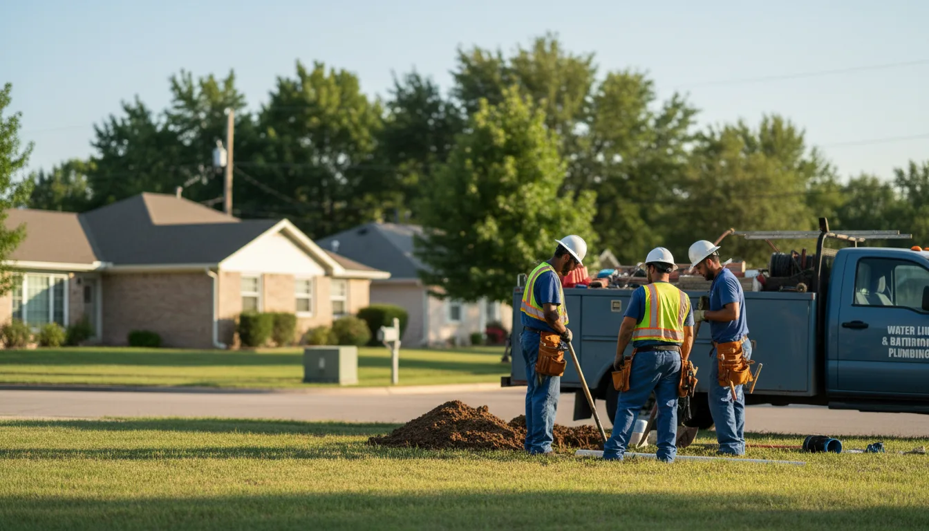 Residential water line and bathroom plumbing service in Rueter, MO